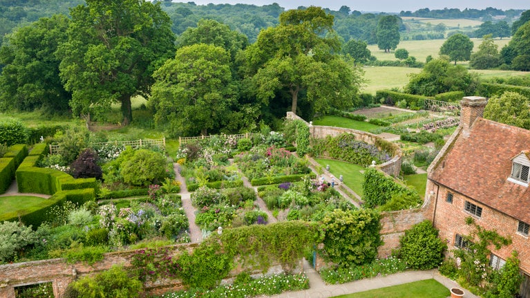 A view of the Rose Garden from the Elizabethan Tower at Sissinghurst